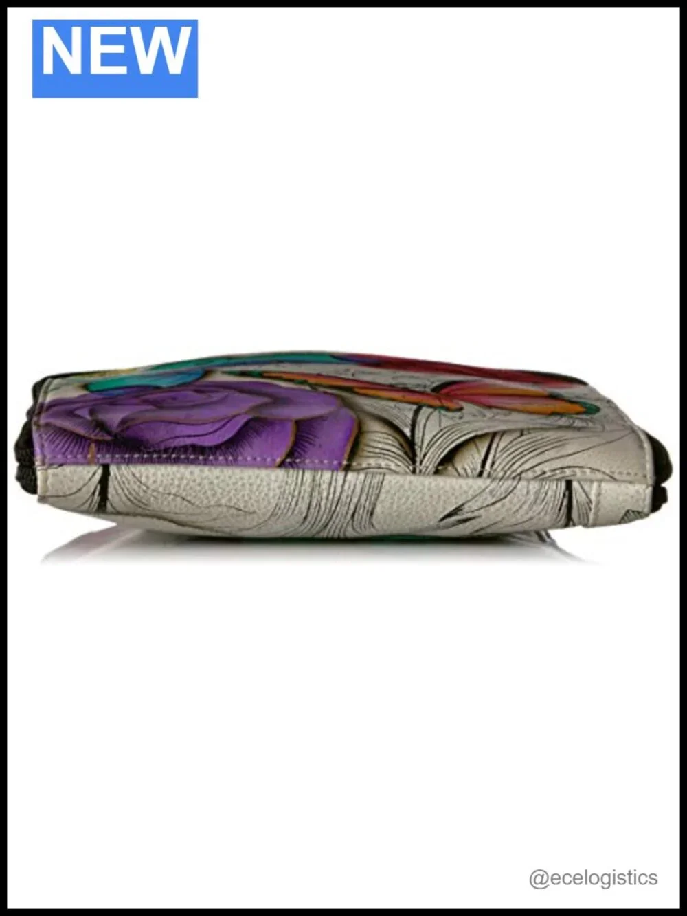 Hand Painted Leather Women's All Round Zippered Organiser Crossbody Bag with